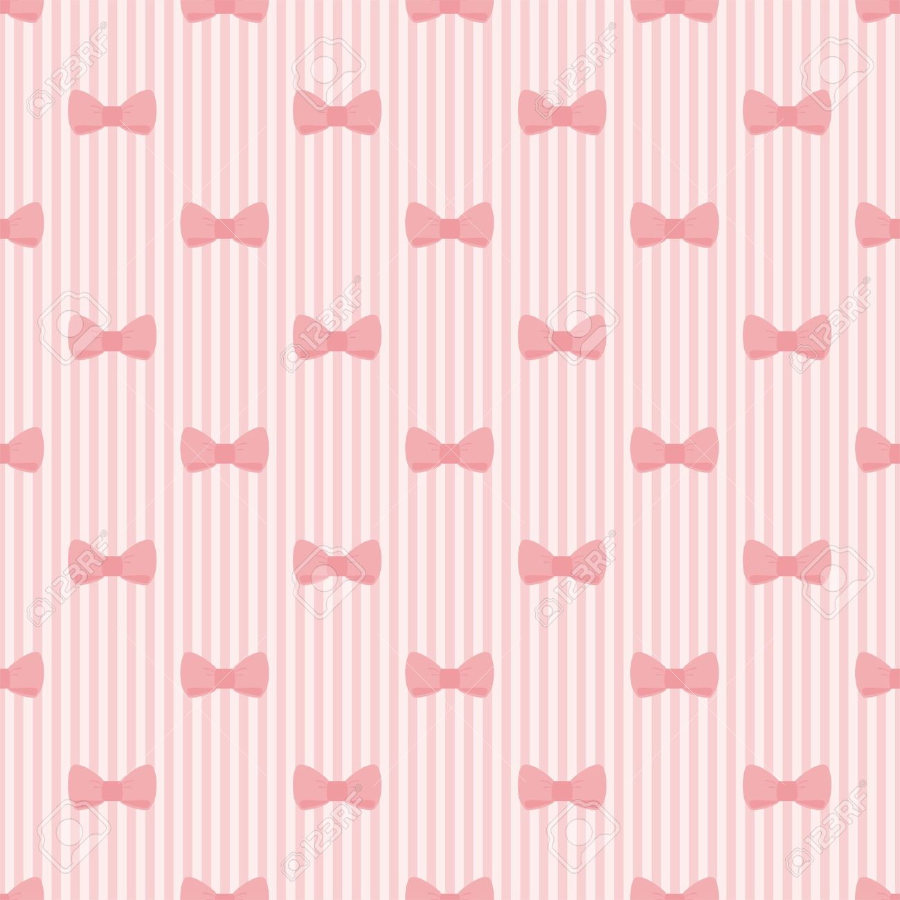Seamless Pink Bow And Stripes Background Cute Baby Pattern Or
