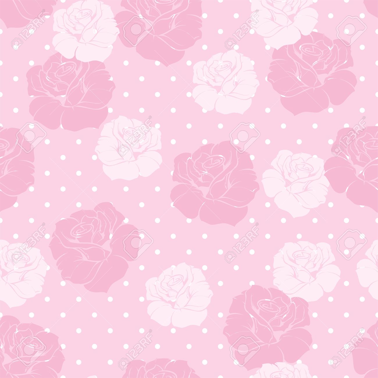 modelo floral inconsútil del vector con las rosas rosadas y blancas