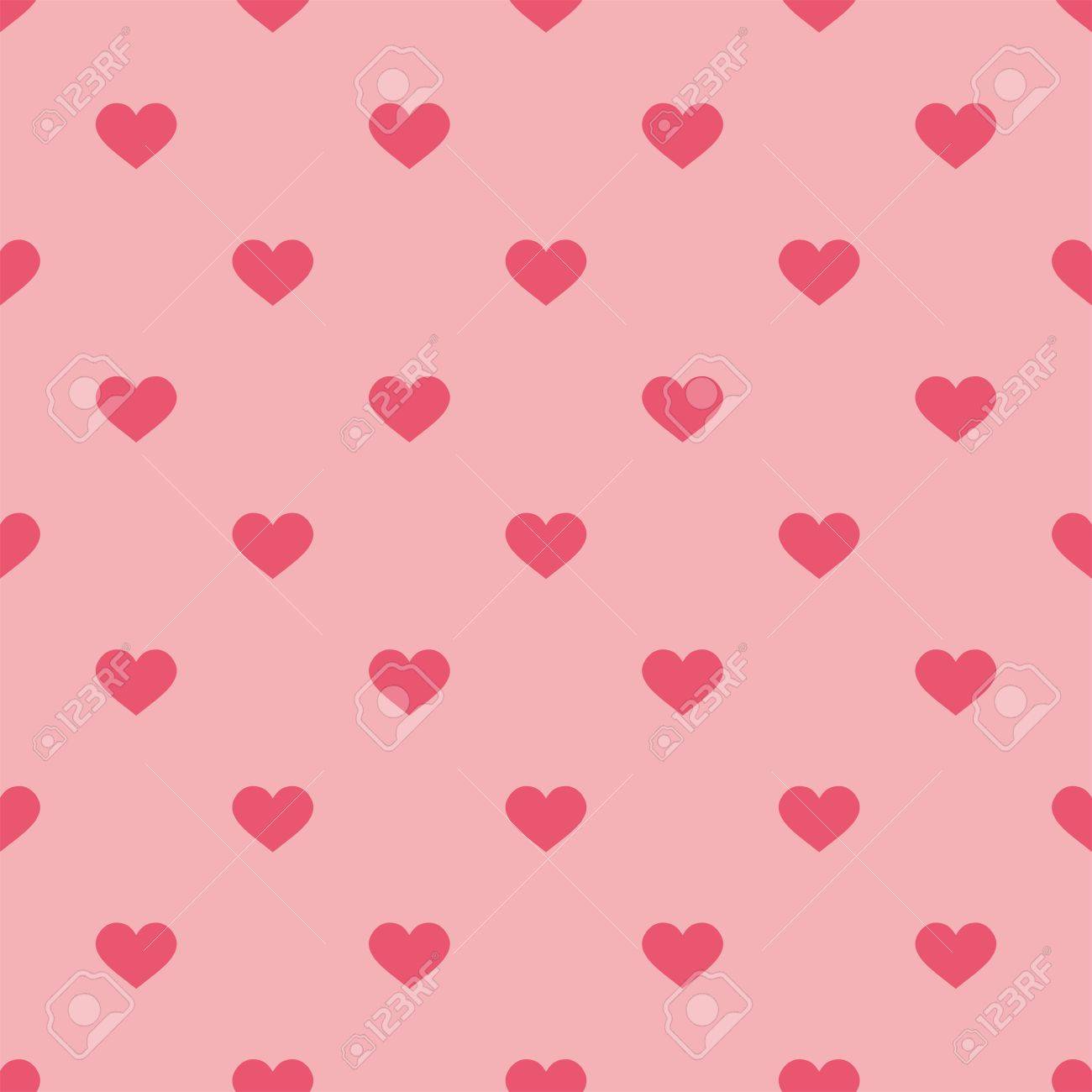 タイルのパステル背景にピンクの心とかわいいベクトル パターン のイラスト素材 ベクタ Image