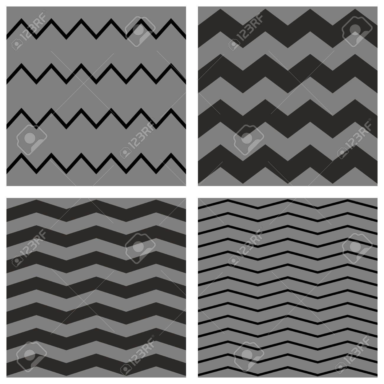 Chevron tile vector pattern set with black and gray zig zag background stock vector 39770049