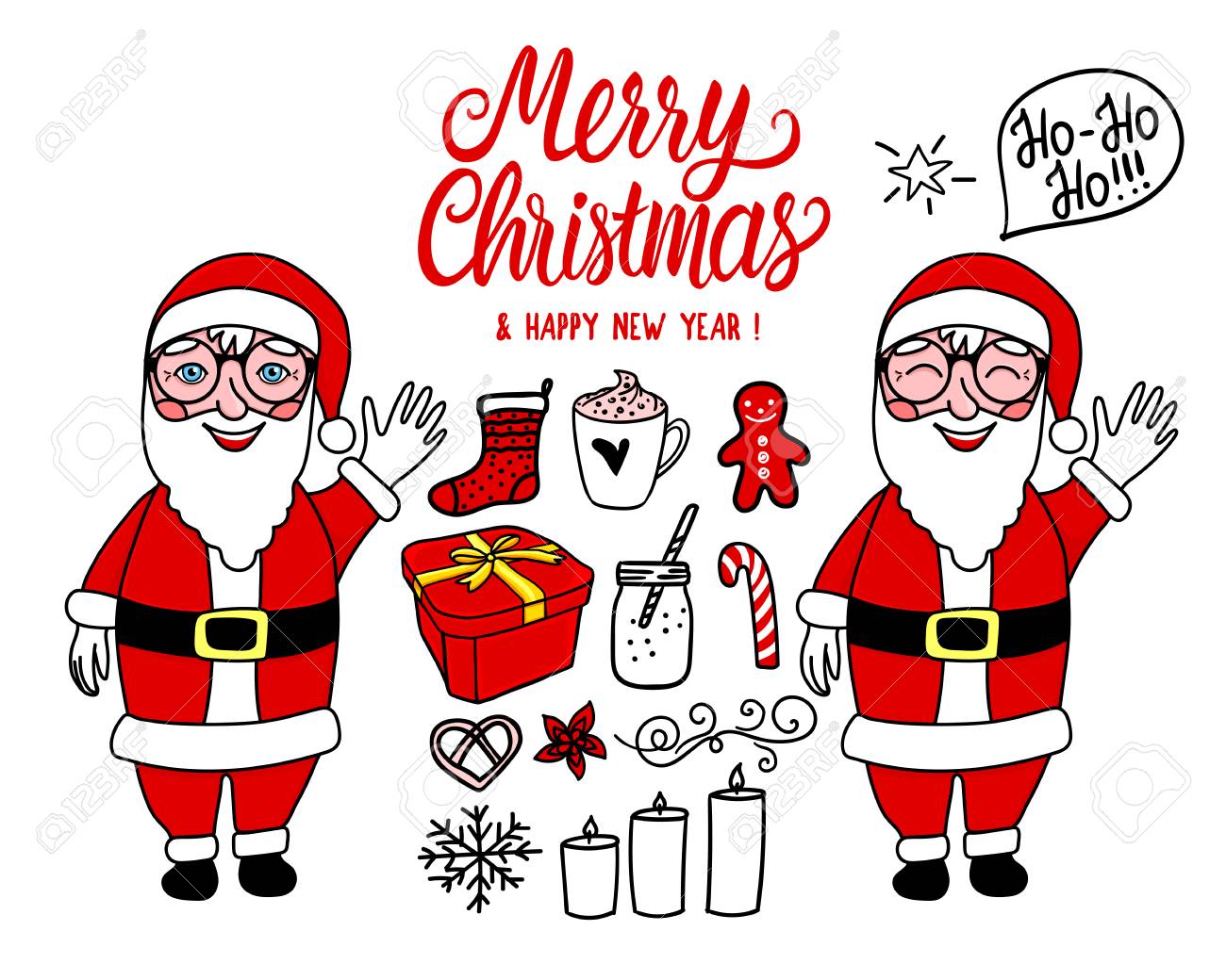 Cookies And Milk For Santa Claus Merry Christmas Lettering
