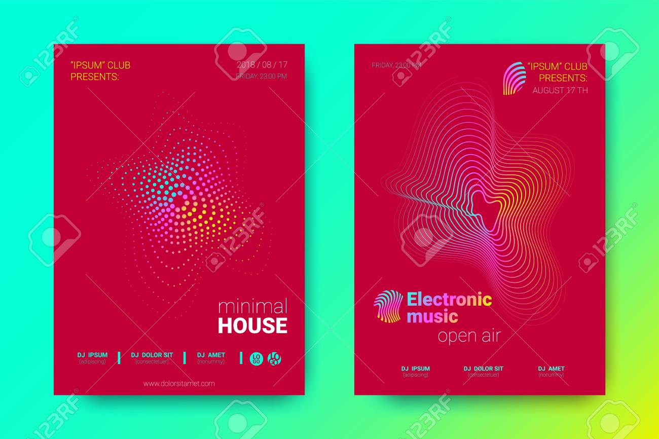 flyer of electronic music night party abstract vector background