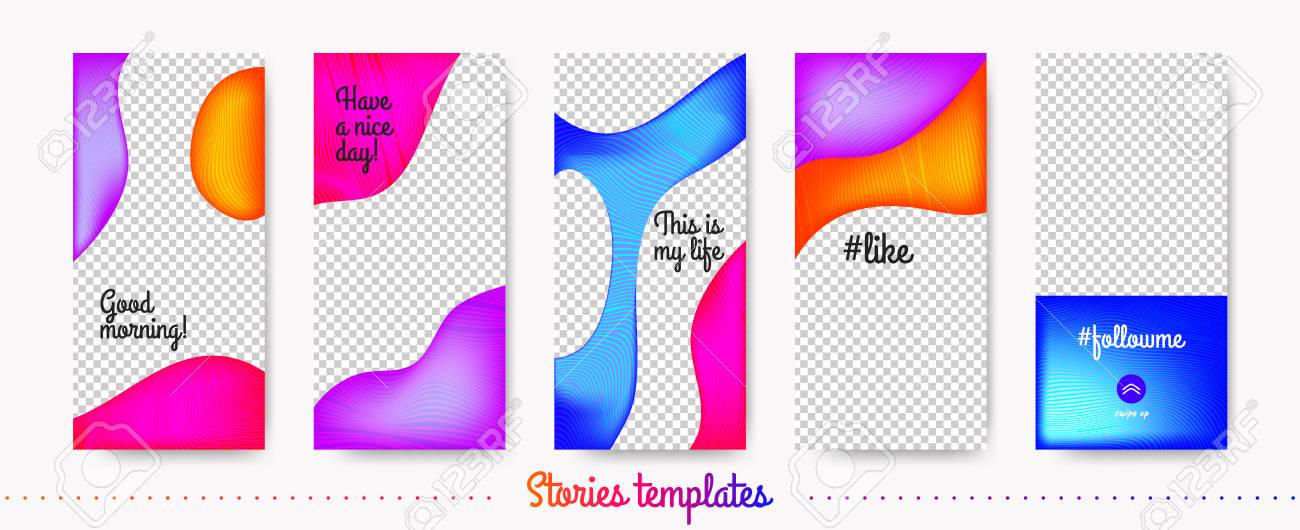 colorful flyer for story design stories templates set with fluid