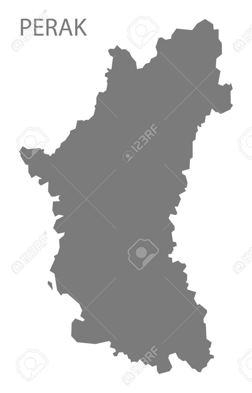 Perak Malaysia Map In Grey Royalty Free Cliparts, Vectors, And 