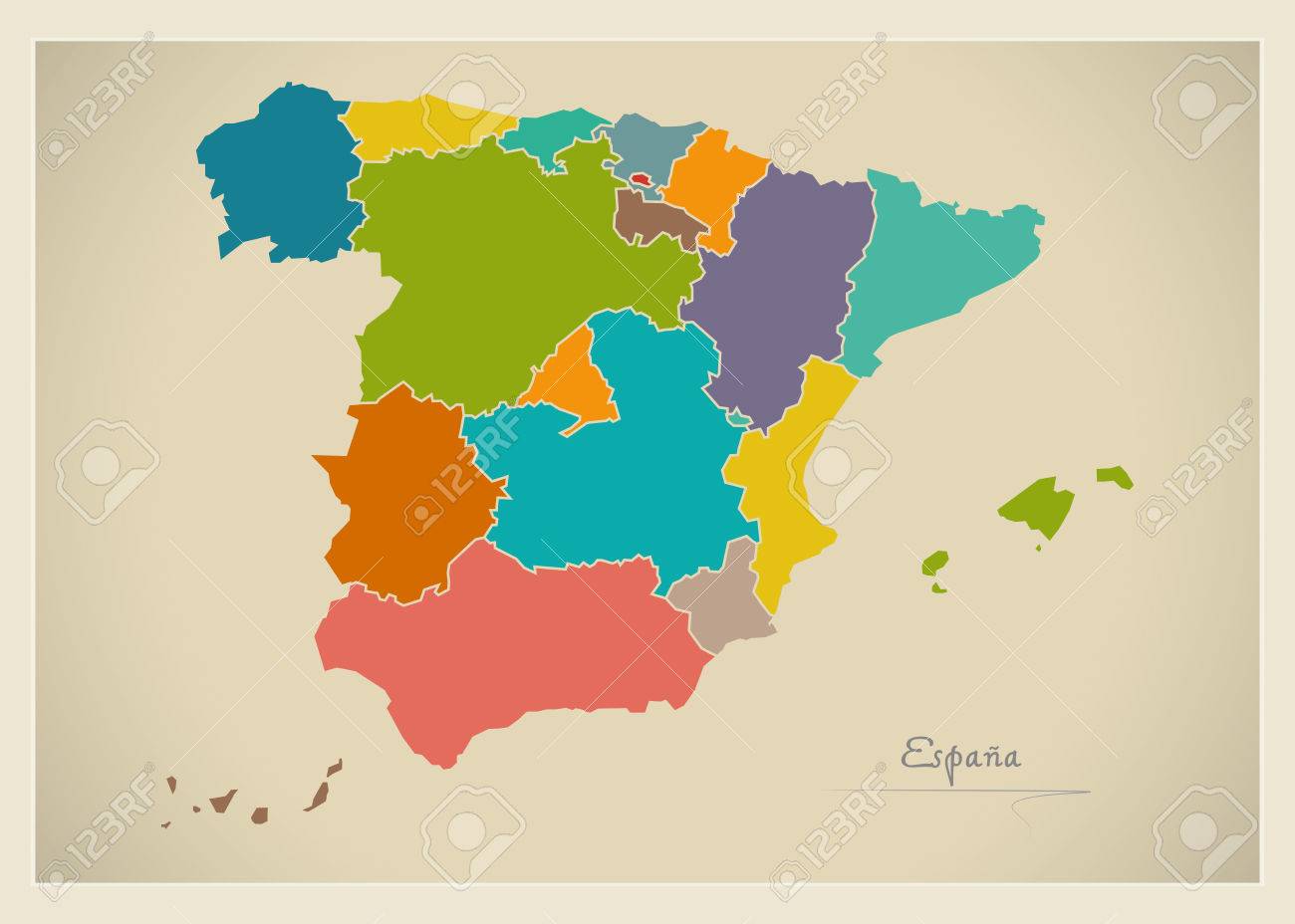 Spain map artwork color illustration - 65018865 Spain map artwork color illustration - 65018865