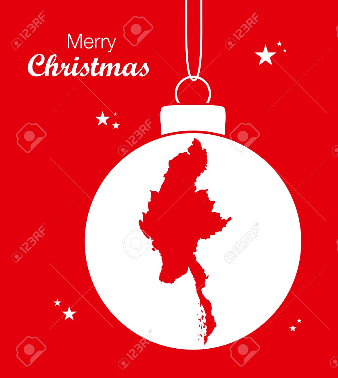 ミャンマーの地図とメリー クリスマス イラストのテーマのイラスト素材 ベクタ Image