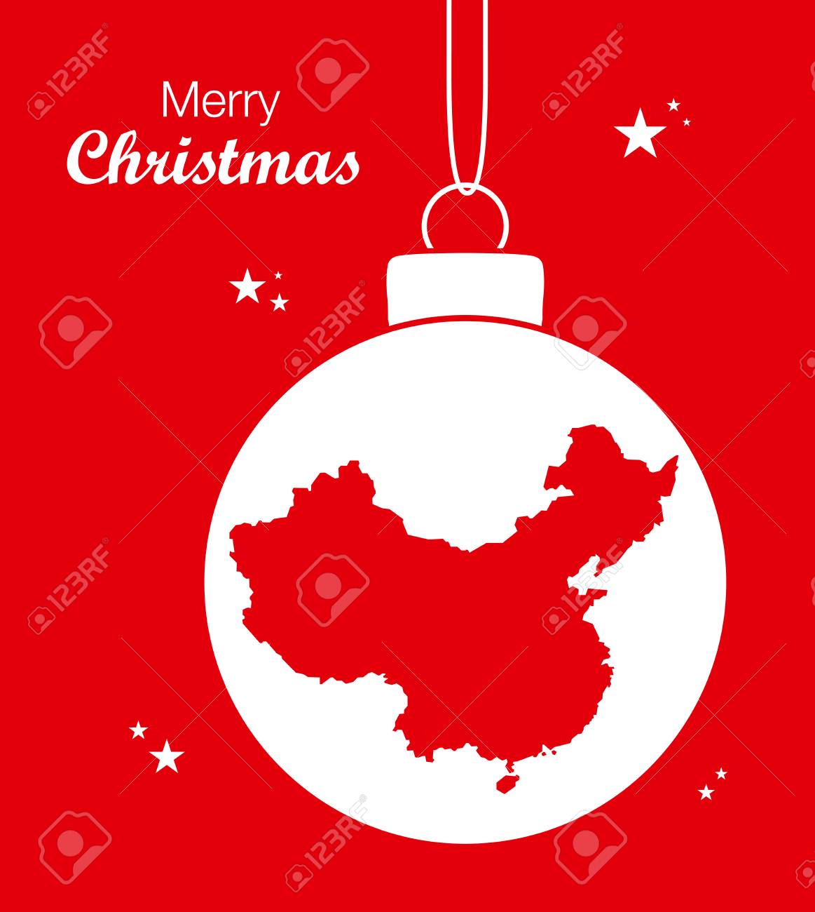 中国の地図でメリー クリスマス イラストのテーマのイラスト素材 ベクタ Image