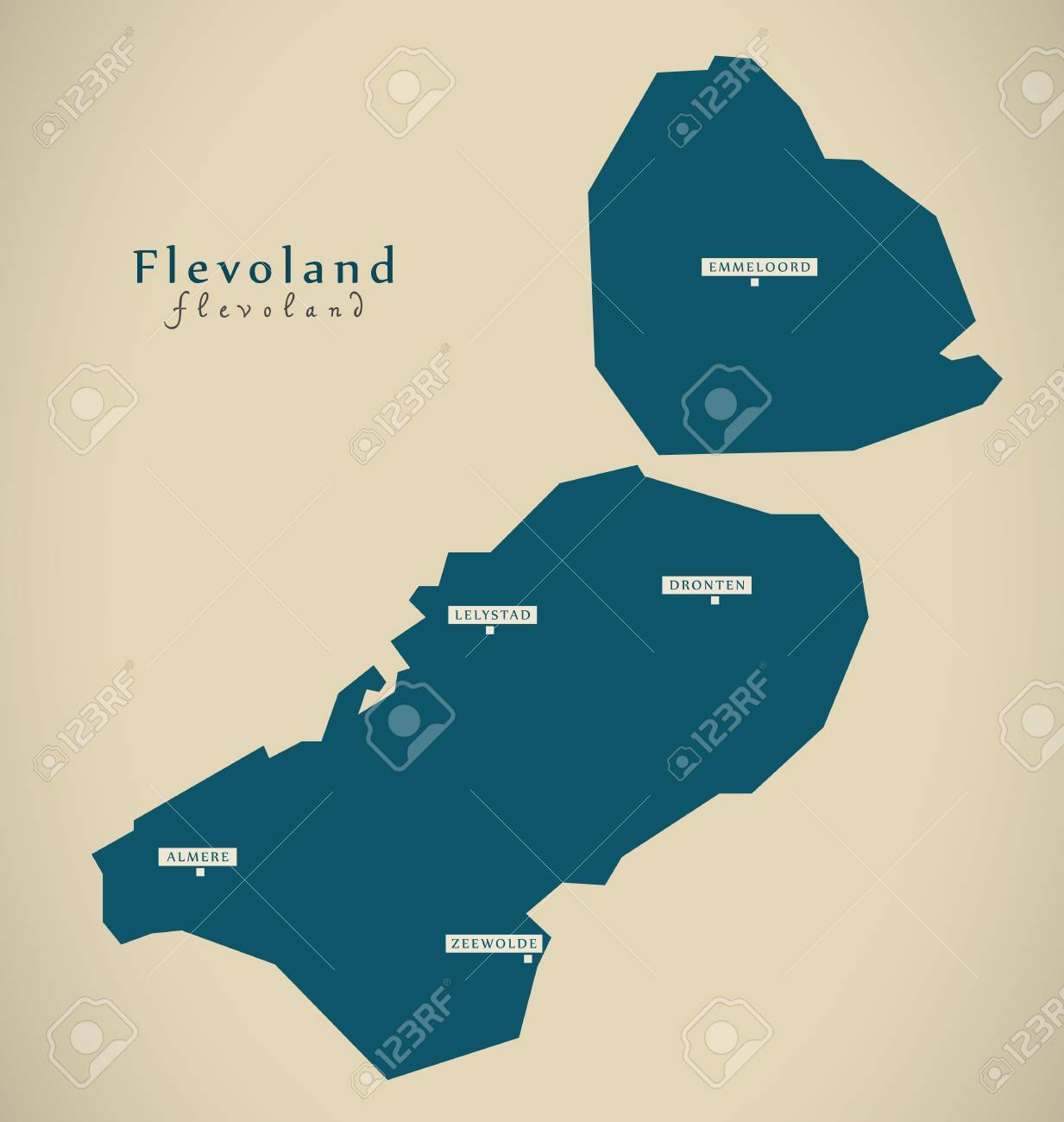 現代の地図 フレヴォラント州 Nl イラスト の写真素材 画像素材 Image