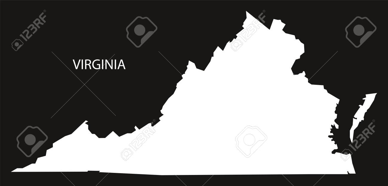 バージニア アメリカ地図黒反転シルエットのイラスト素材 ベクタ