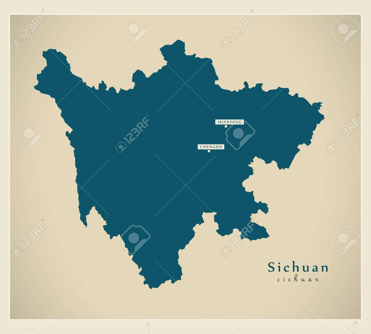 Modern Map - Sichuan CN region illustration silhouette - 73293057 Modern Map - Sichuan CN region illustration silhouette - 73293057
