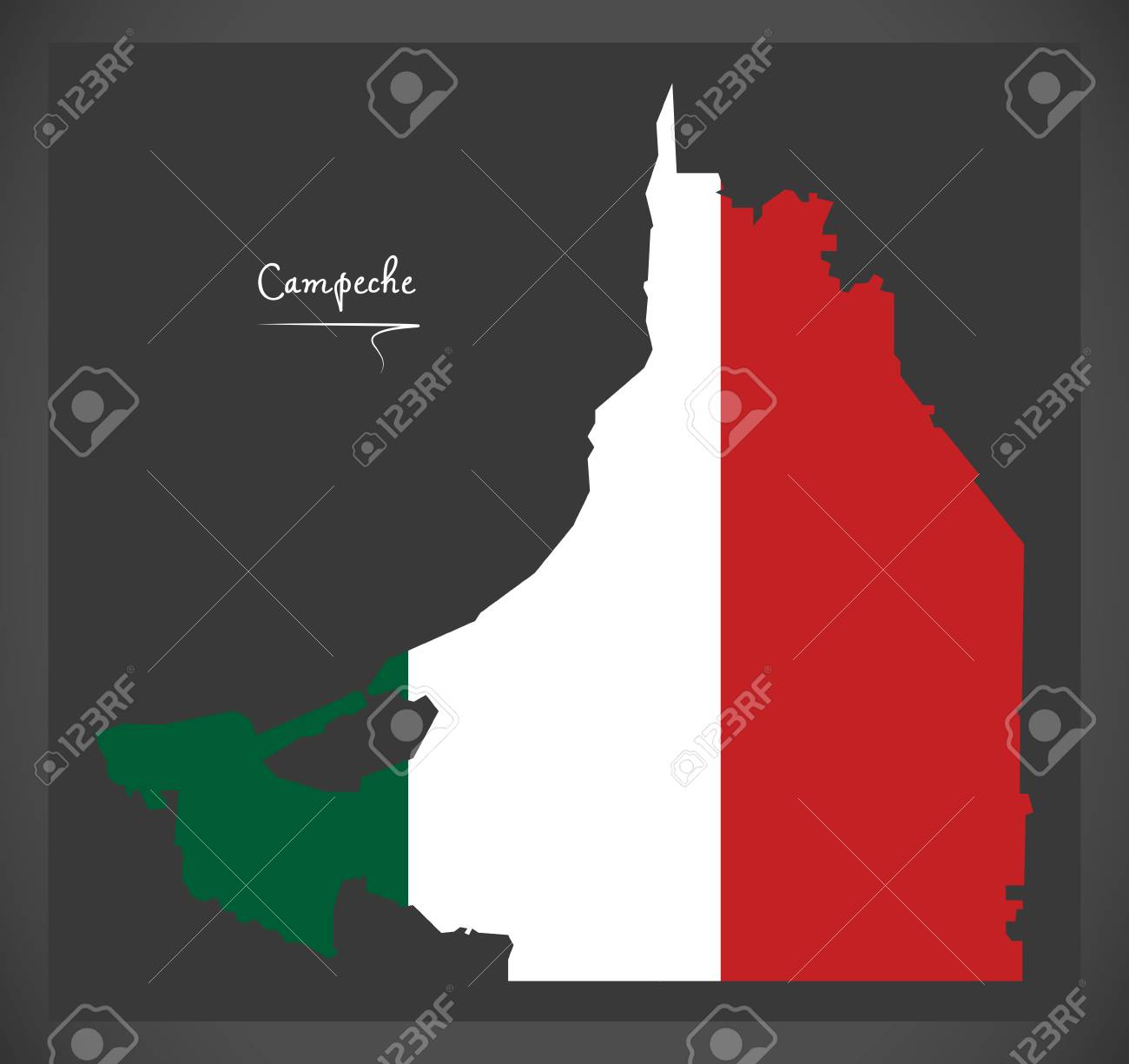 カンペチェ メキシコ国旗イラスト マップです のイラスト素材 ベクタ Image カンペチェ メキシコ国旗イラスト マップです のイラスト素材 ベクタ Image