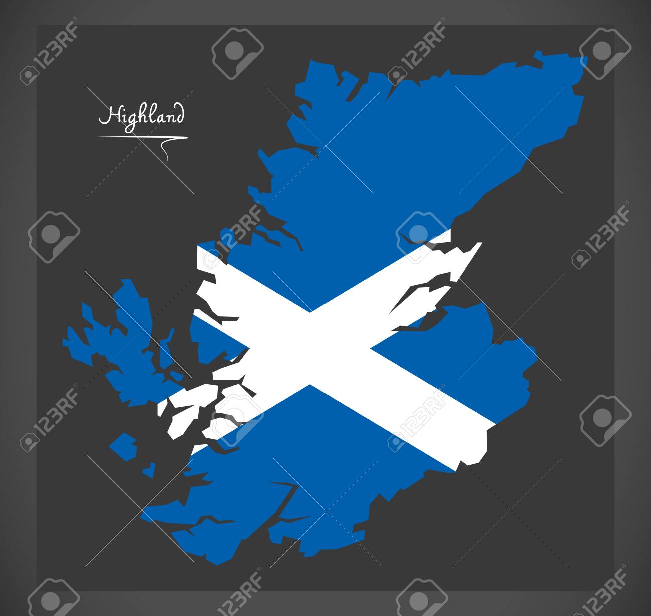 スコットランドの国旗のイラストがスコットランドのハイランドの地図のイラスト素材 ベクタ Image