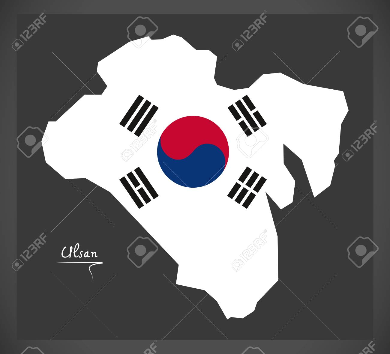 韓国の国旗のイラストが蔚山マップのイラスト素材 ベクタ Image