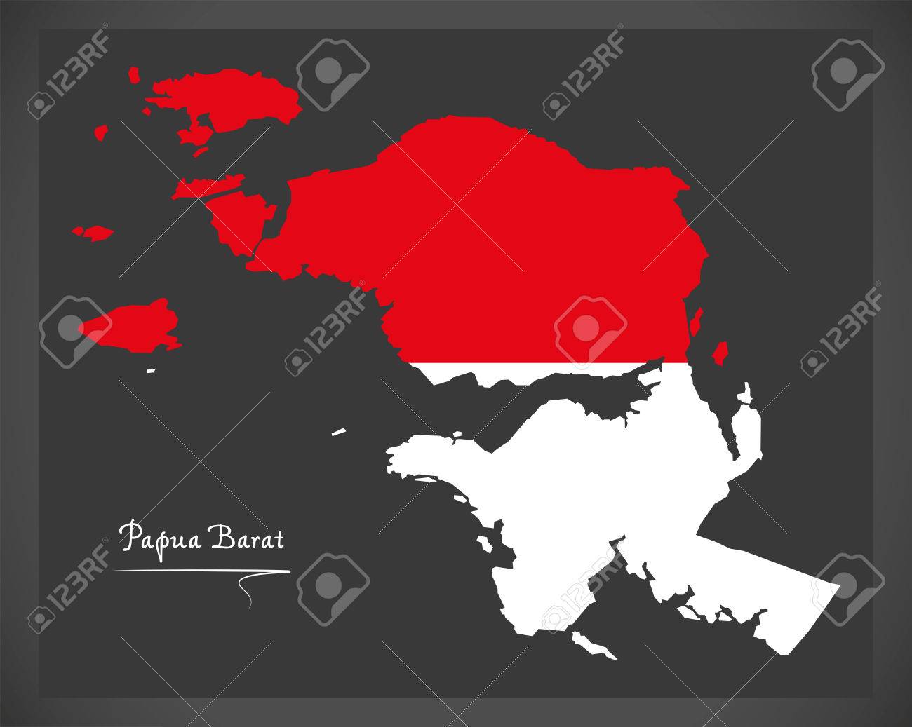 インドネシアの国旗イラスト パプア バラット インドネシア地図のイラスト素材 ベクタ Image