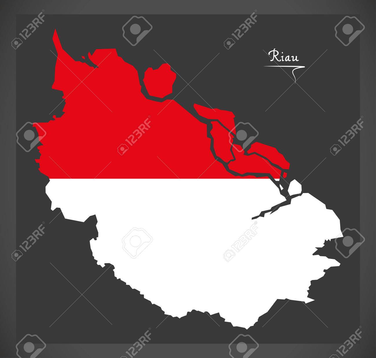 インドネシアの国旗のイラストがリアウ州インドネシア地図のイラスト素材 ベクタ Image