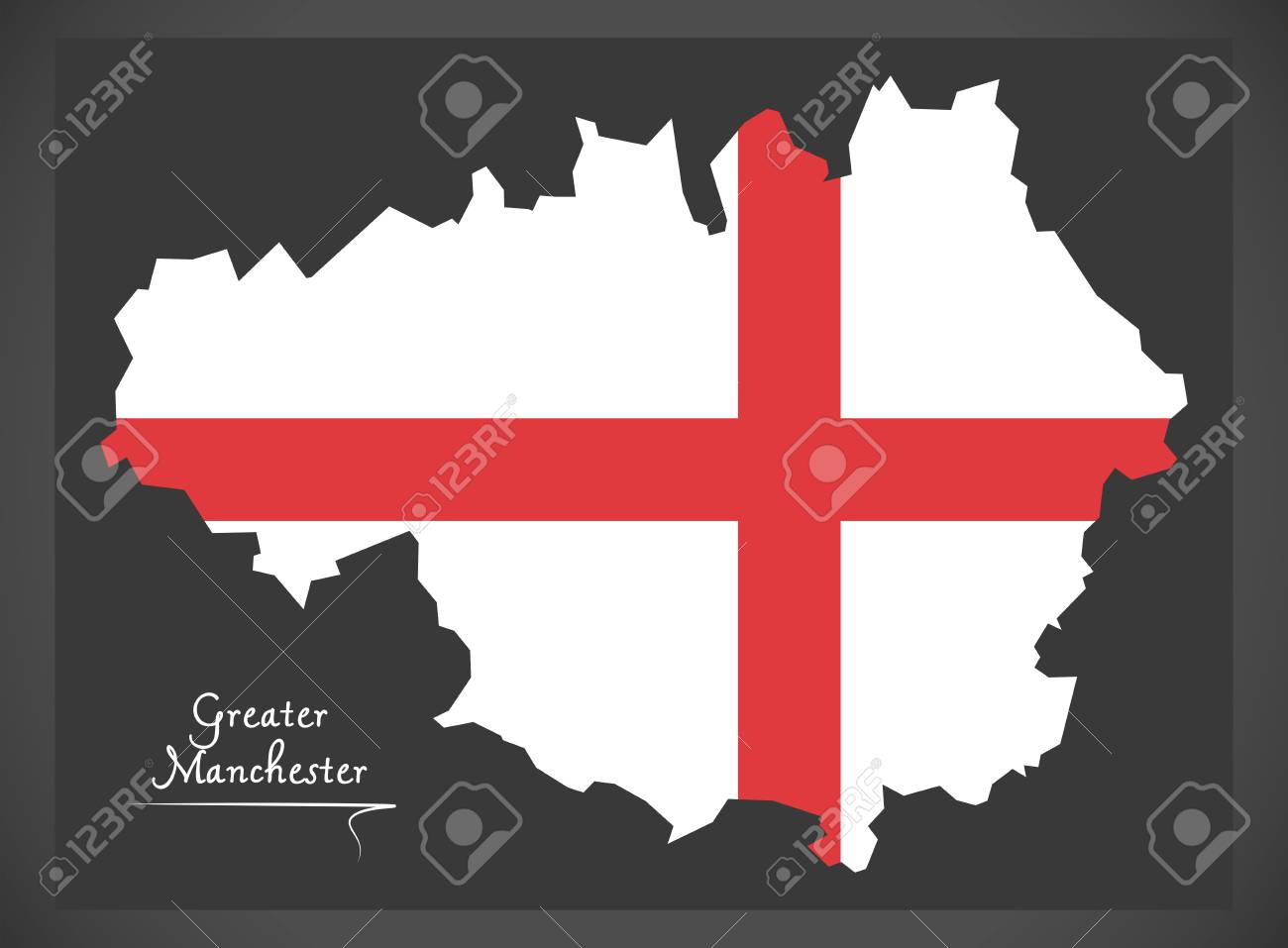 大きいマンチェスター地図イギリス英語国旗イラストのイラスト素材 ベクタ Image