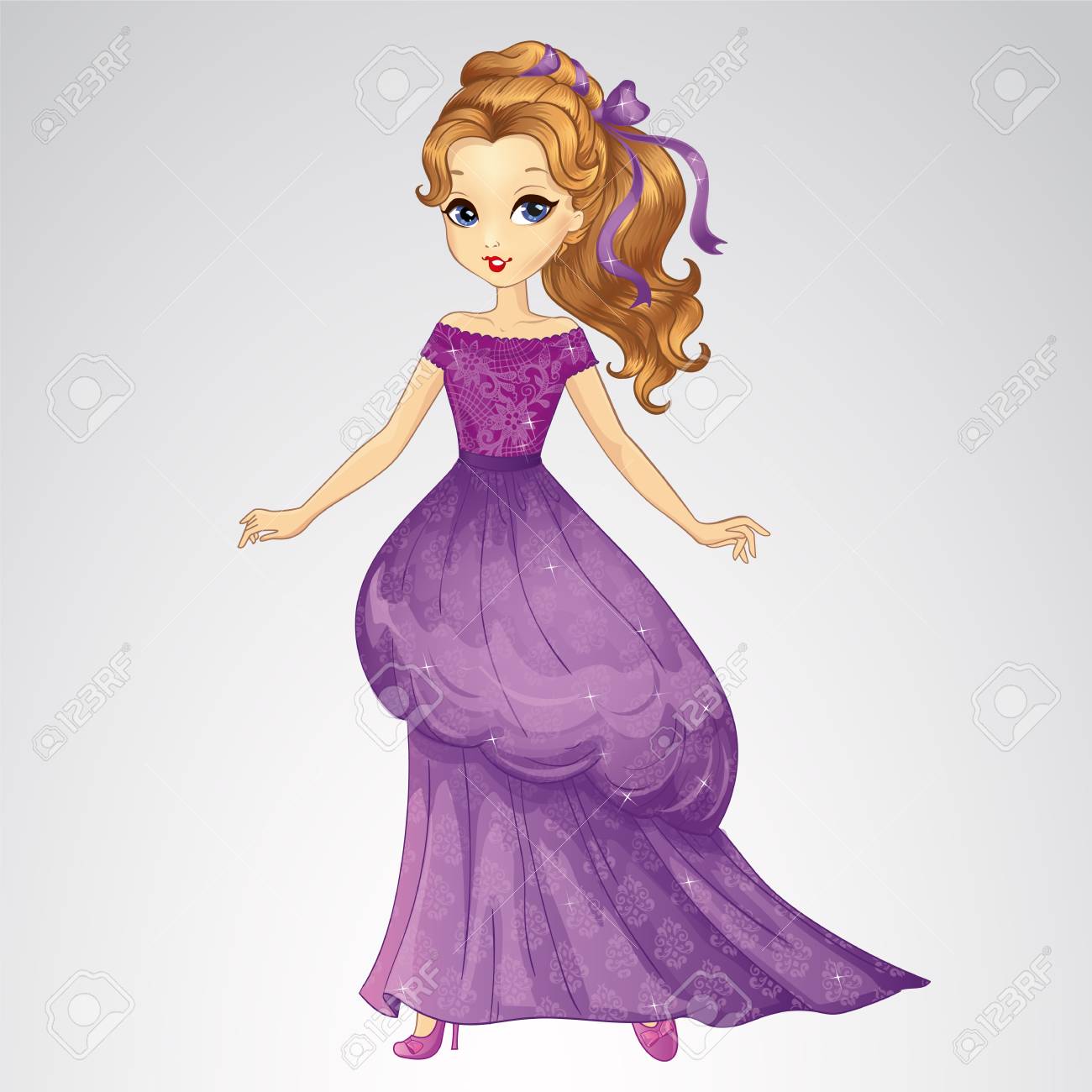 Princesa Animado Vestido Morado Dibujo Princesas Con Vestido Morado, image size:1300x1300