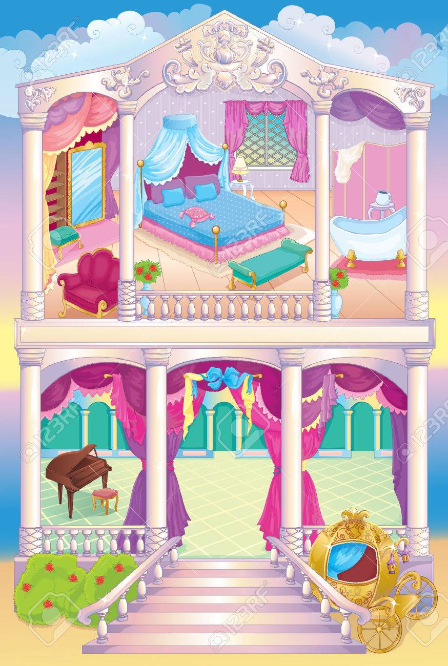 Vector Illustration Of Fairytale Luxury Princess House With A Bedroom,  Dressing Room And Ballroom Royalty Free SVG, Cliparts, Vectors, and Stock  Illustration. Image 68493485., image size:874x1300