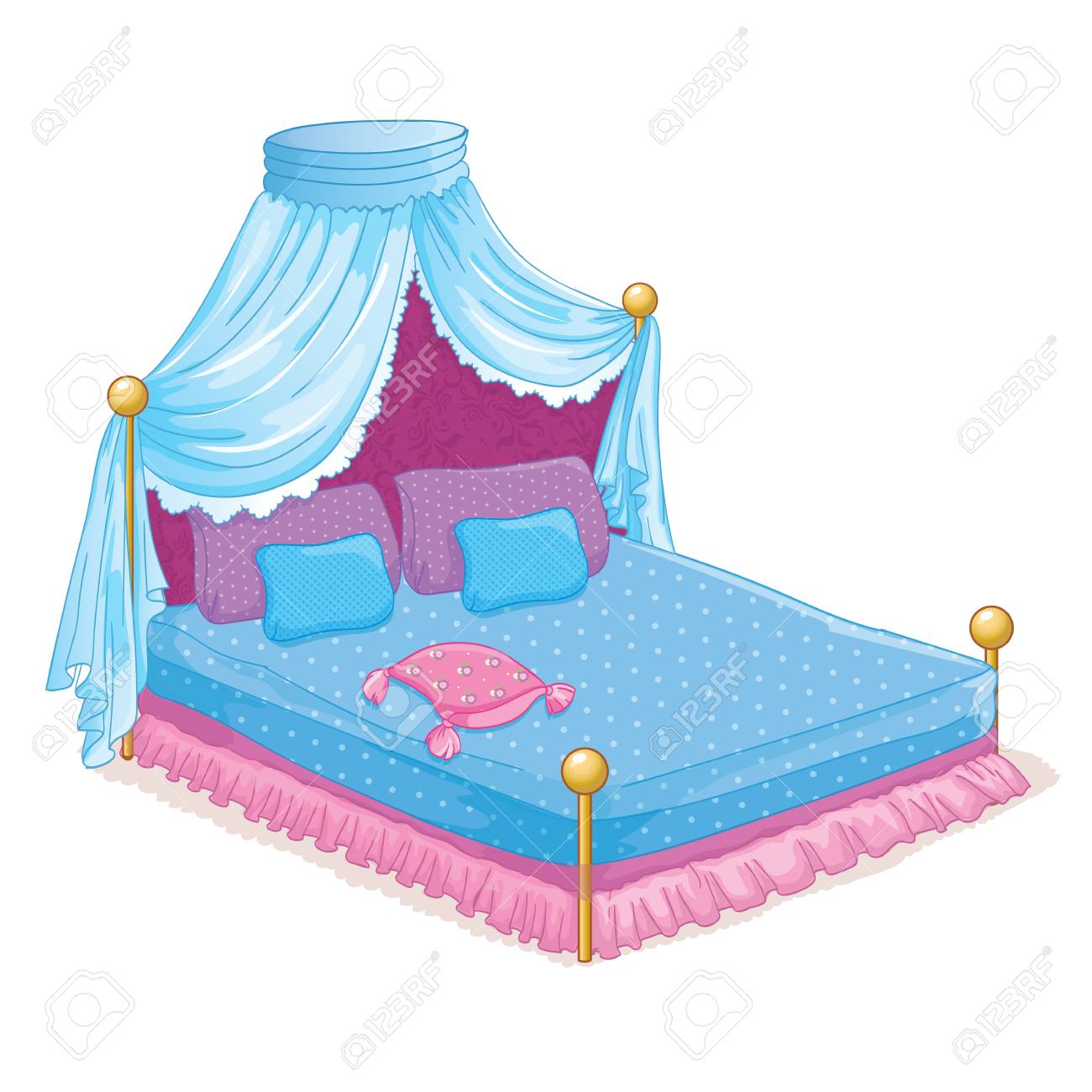 美しいお姫様ベッド天蓋付きのベクトル イラスト のイラスト素材 ベクタ Image