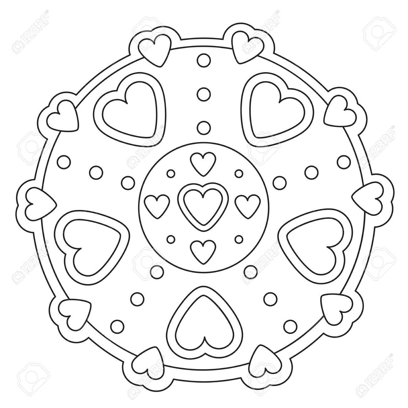 ベクトルのカラーリングを中心に簡単な子供のためのマンダラをラウンドします のイラスト素材 ベクタ Image