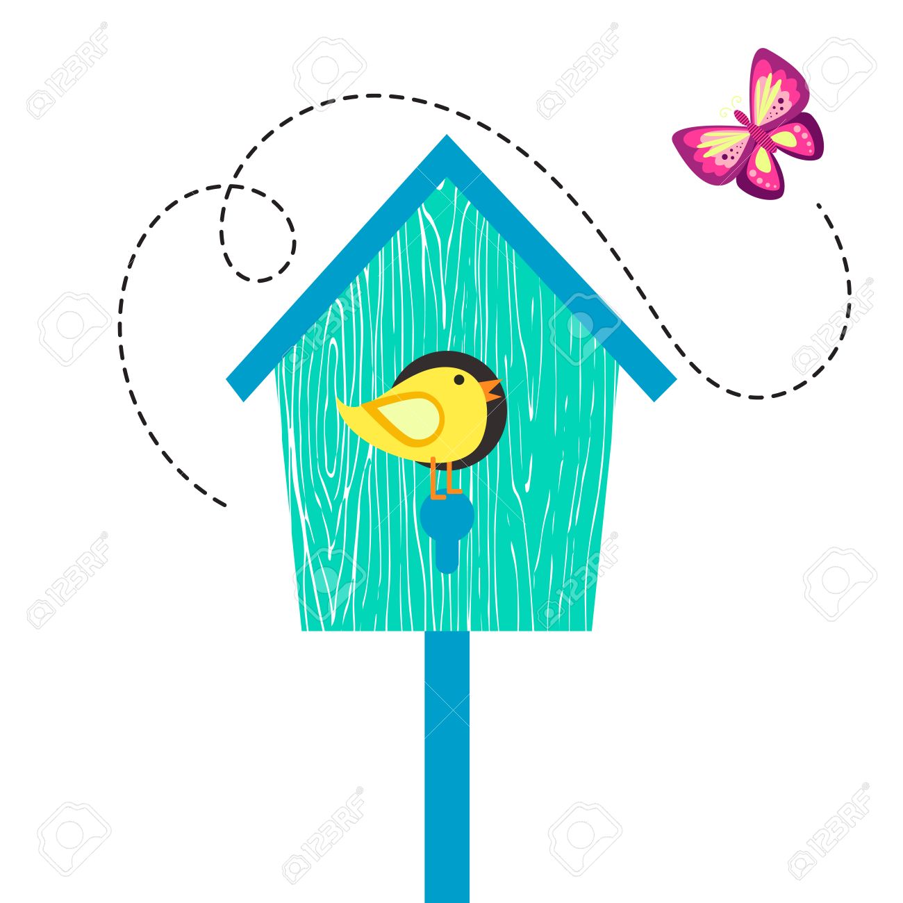 Casa Azul Pájaro De Dibujos Animados Con El Chirrido En La Perca Y La Mariposa. Birdhouse Aislado En Blanco Ilustración Vectorial Linda. Ilustraciones Svg, Vectoriales, Clip Art Vectorizado Libre De Derechos. Image Casa Azul Pájaro De Dibujos Animados Con El Chirrido En La Perca Y La Mariposa. Birdhouse Aislado En Blanco Ilustración Vectorial Linda. Ilustraciones Svg, Vectoriales, Clip Art Vectorizado Libre De Derechos. Image
