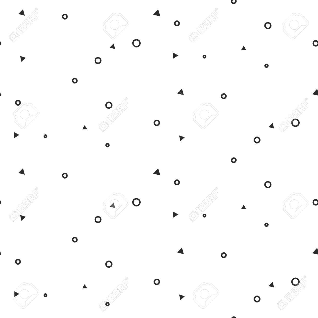 小さな幾何学的兆候のシームレスな白いパターン 目立たない薄い円と三角形のウェブサイト背景モノクロ パターン のイラスト素材 ベクタ Image