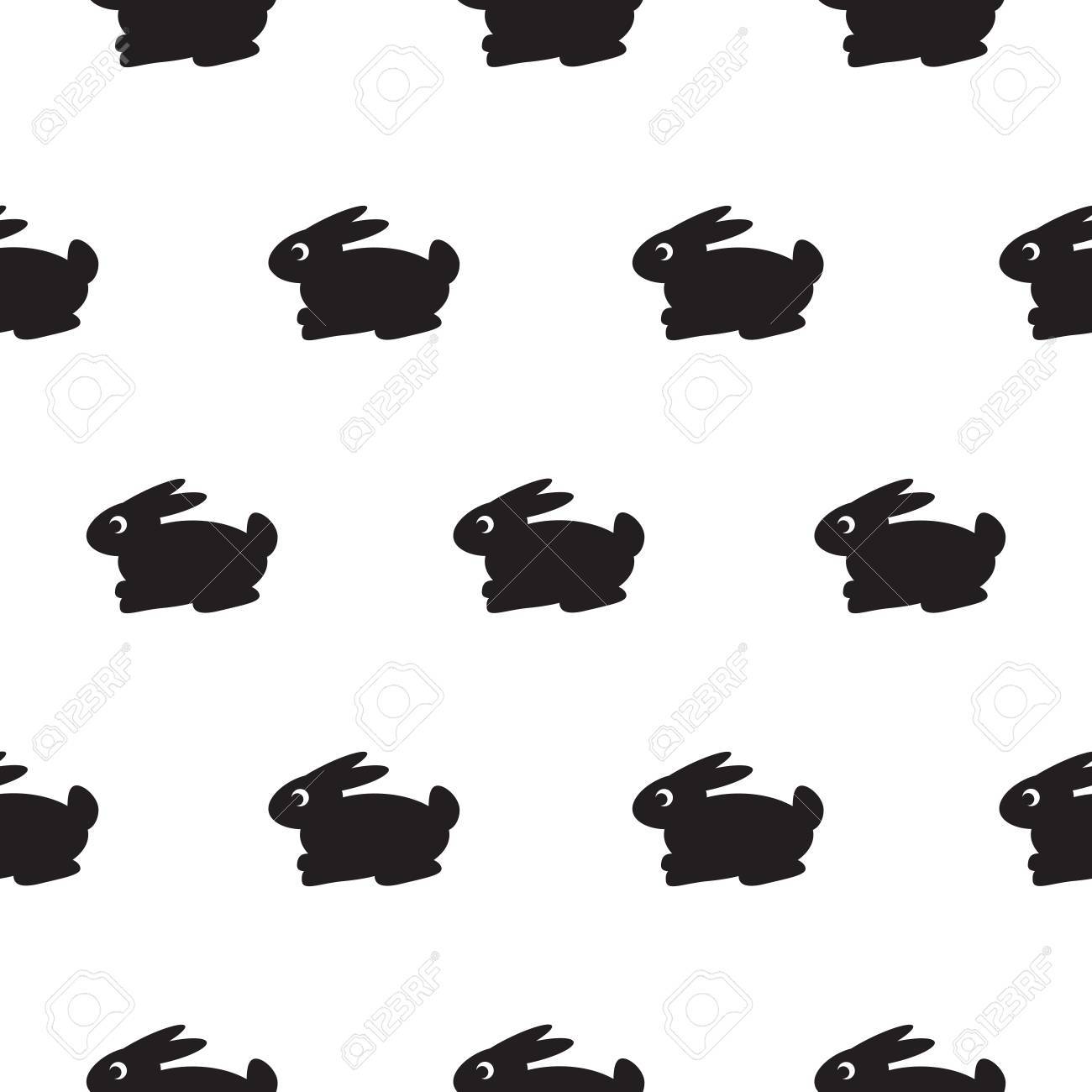 Patron De Lapin Noir Et Blanc Modele Sans Couture De Vecteur Pour Le Jouet Lapin Bebe Pour Impression De Tissu Et De L Habillement Clip Art Libres De Droits Vecteurs Et Illustration