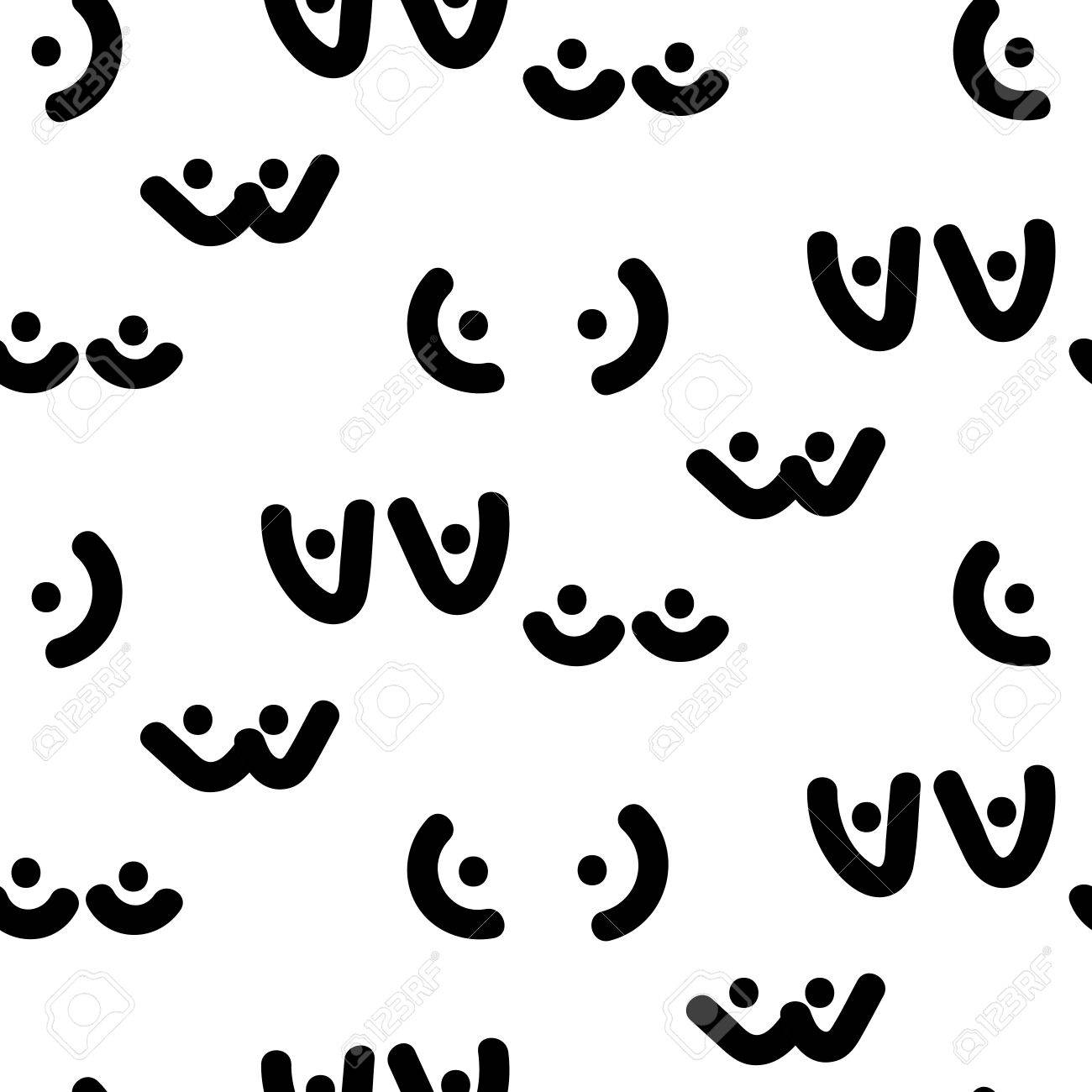 Женщина Грудь Вектор Бесшовные Модели. Смешные Сиськи Каракули Фон.  Черно-белый Узор. Клипарты, SVG, векторы, и Набор Иллюстраций Без Оплаты  Отчислений. Image 66876029