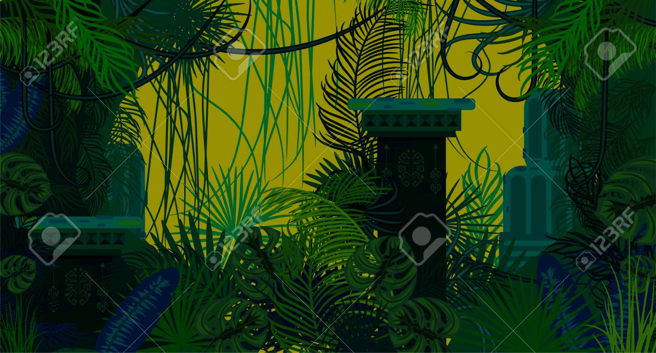 古代のジャングル 自然の背景を放棄しました のイラスト素材 ベクタ Image