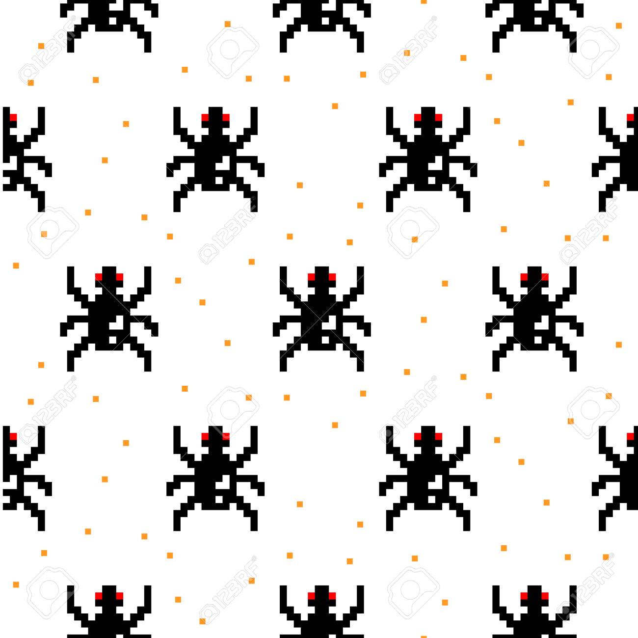 Black Spider Cartoon Pixel Art Seamless Vector Pattern Funny Royalty Free Cliparts Vectors And Stock Illustration Image 87528742 123rf