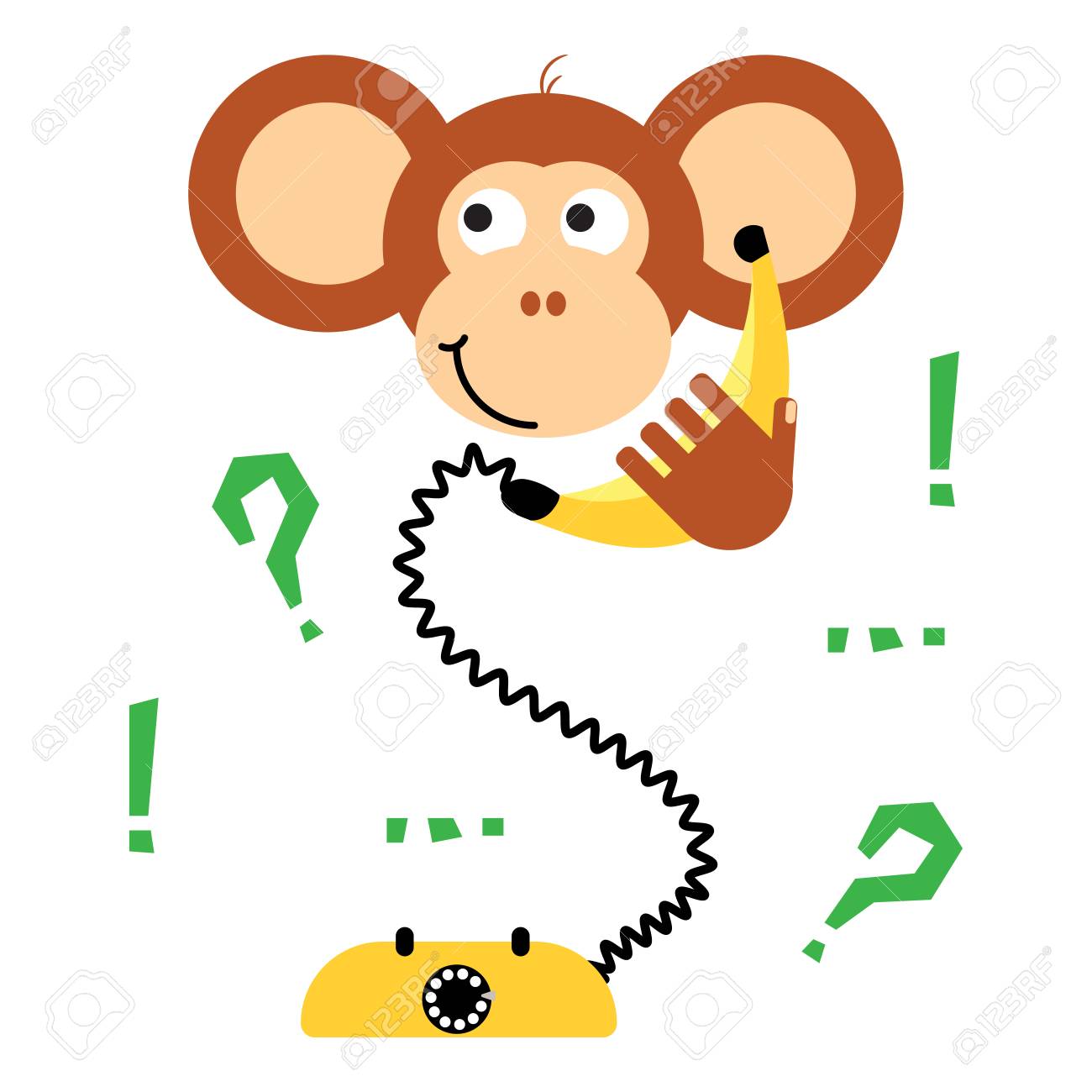 cute cartoon monkey calling banana phone vector tee print fun