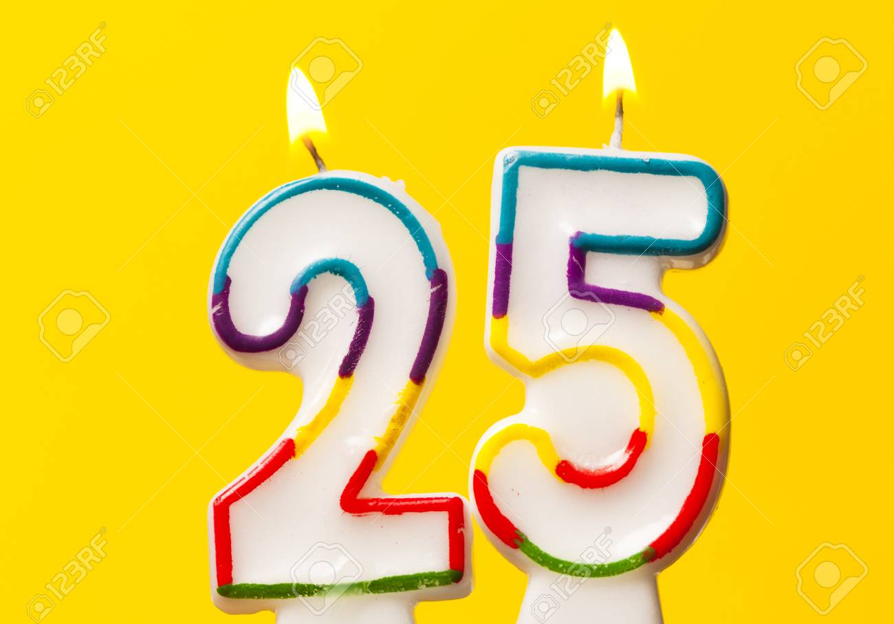 Silver Number 25 Birthday Candle