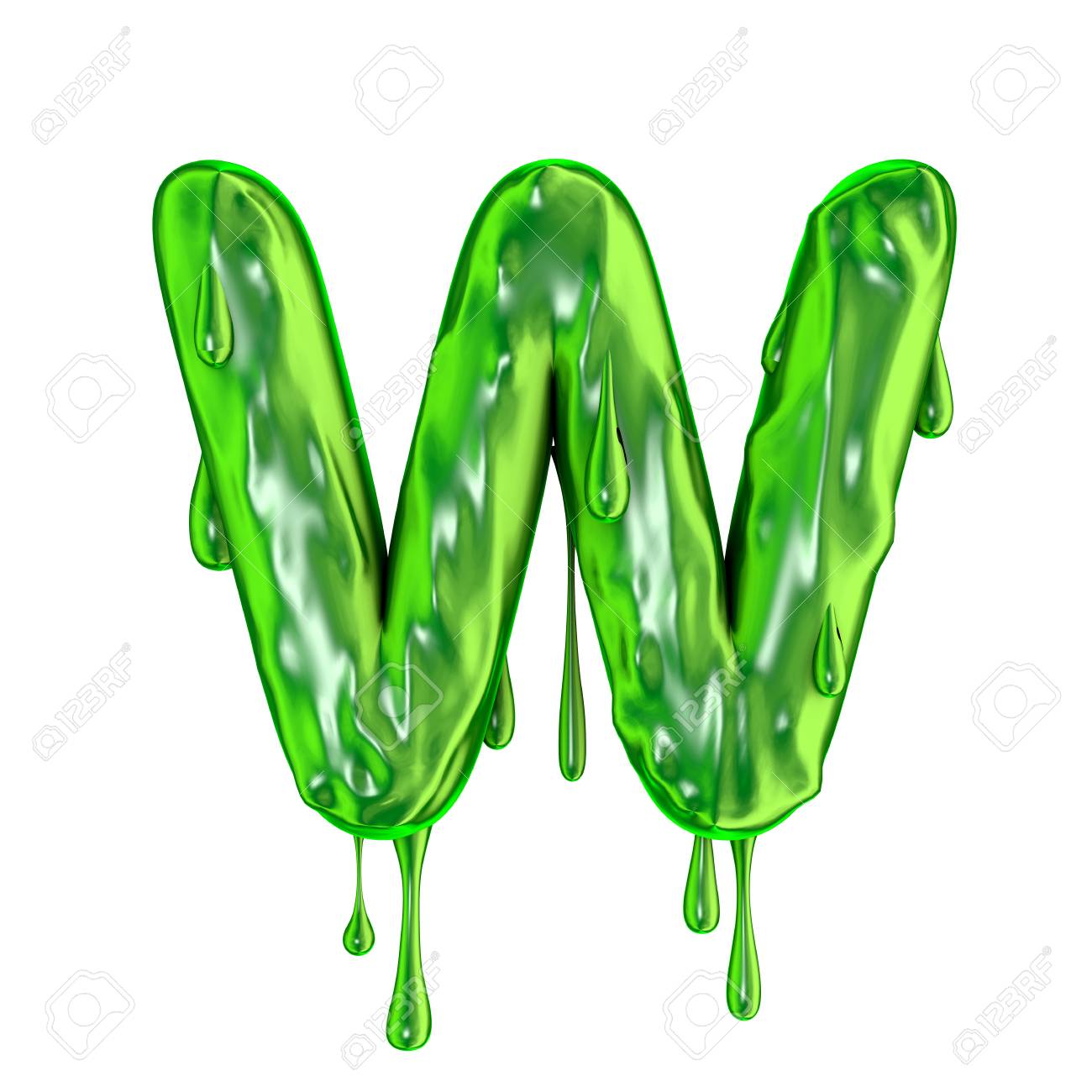Green Dripping Slime Halloween Capital Letter W Stock Photo
