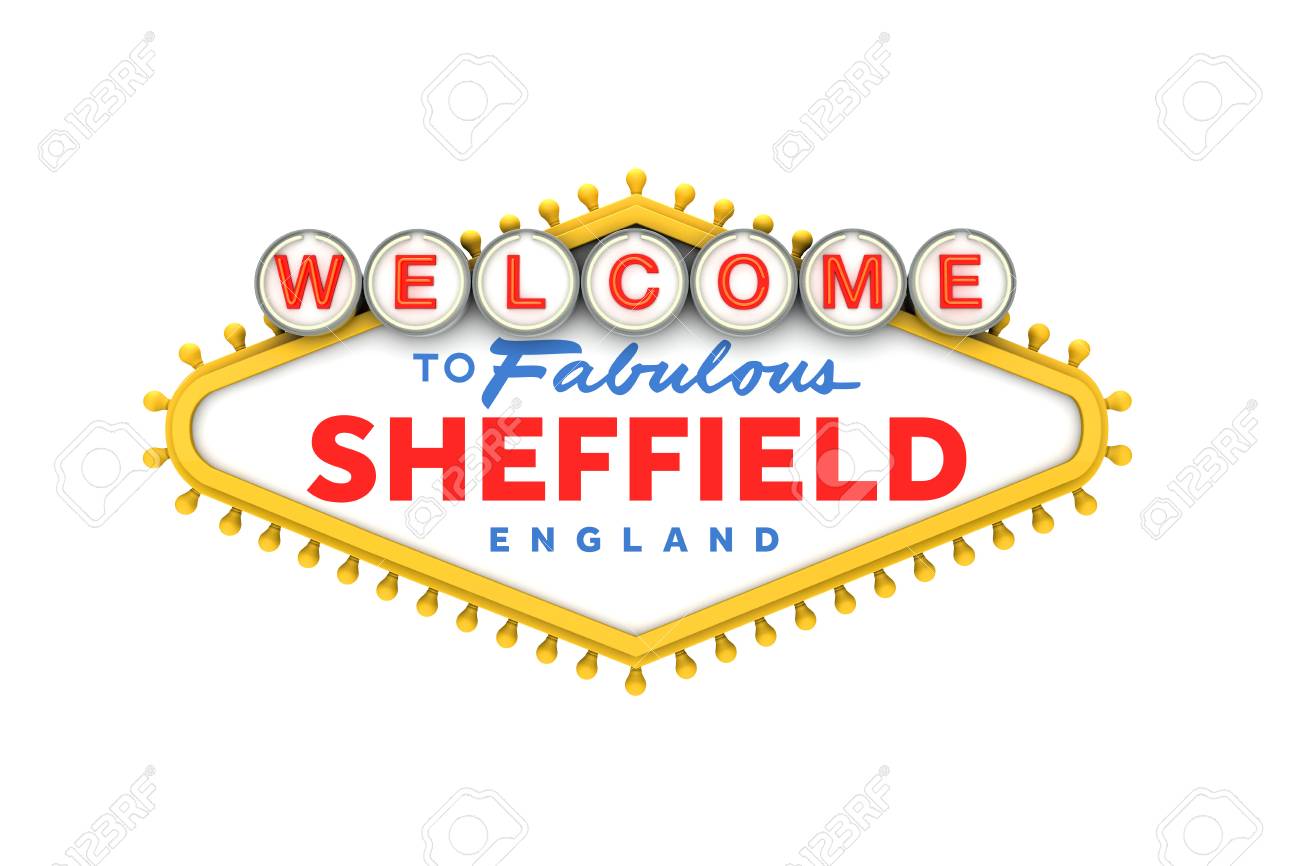 welcome to sheffield sign in classic las vegas style design