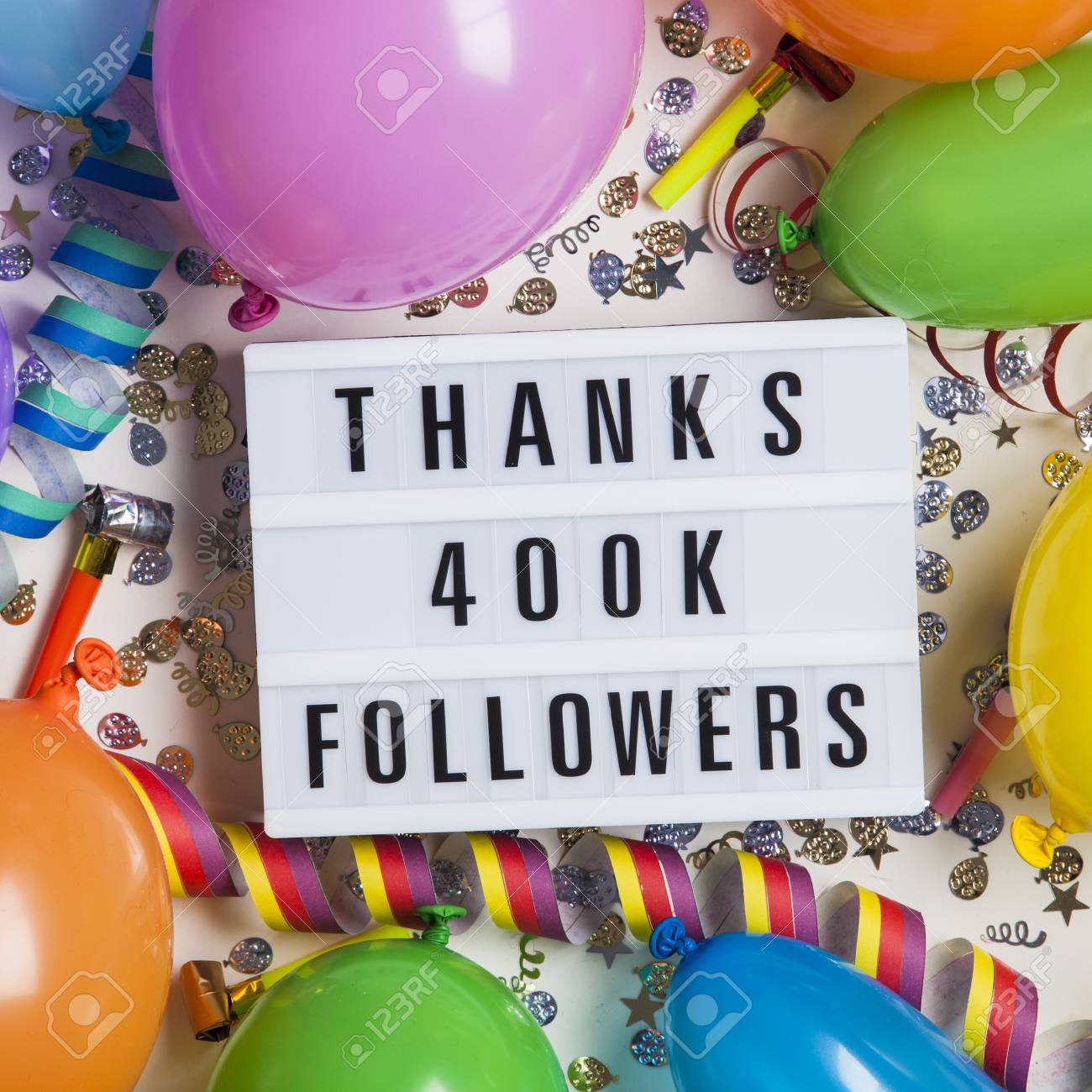 Thanks 400 Thousand Followers Social Media Lightbox Background Stock Photo Picture And Royalty Free Image Image