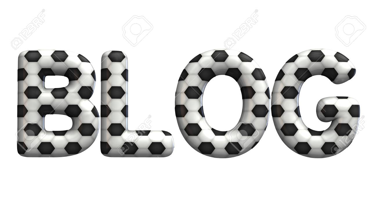 blog word made from a football soccer ball texture 3d rendering