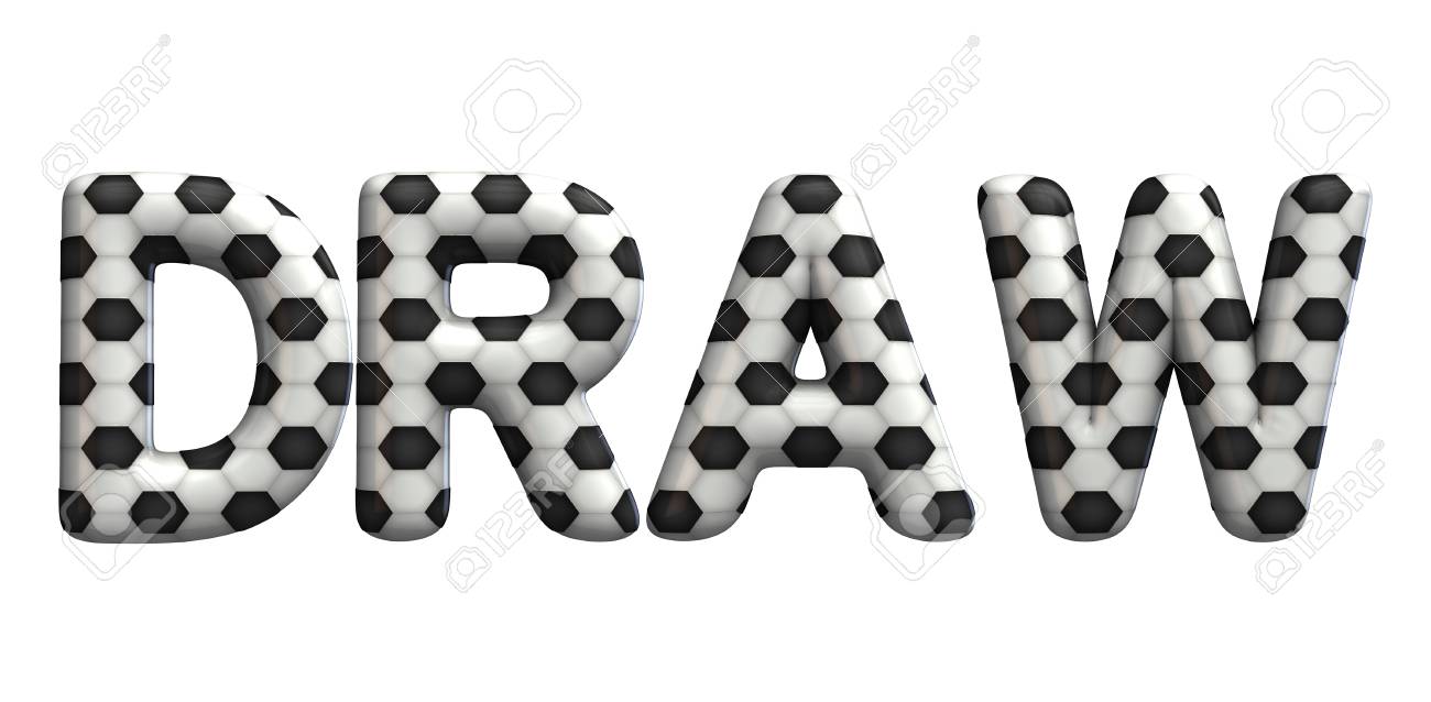 draw word made from a football soccer ball texture 3d rendering