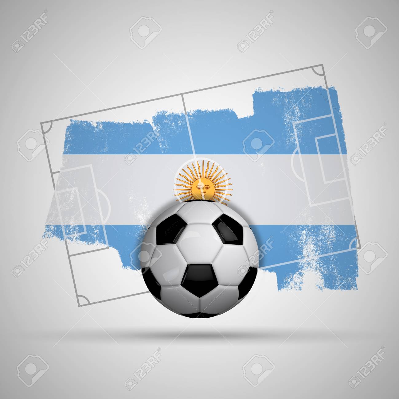 Argentina Flag Soccer Background With Grunge Flag, Football Pitch And Soccer  Ball Фотография, картинки, изображения и сток-фотография без роялти. Image  99299431