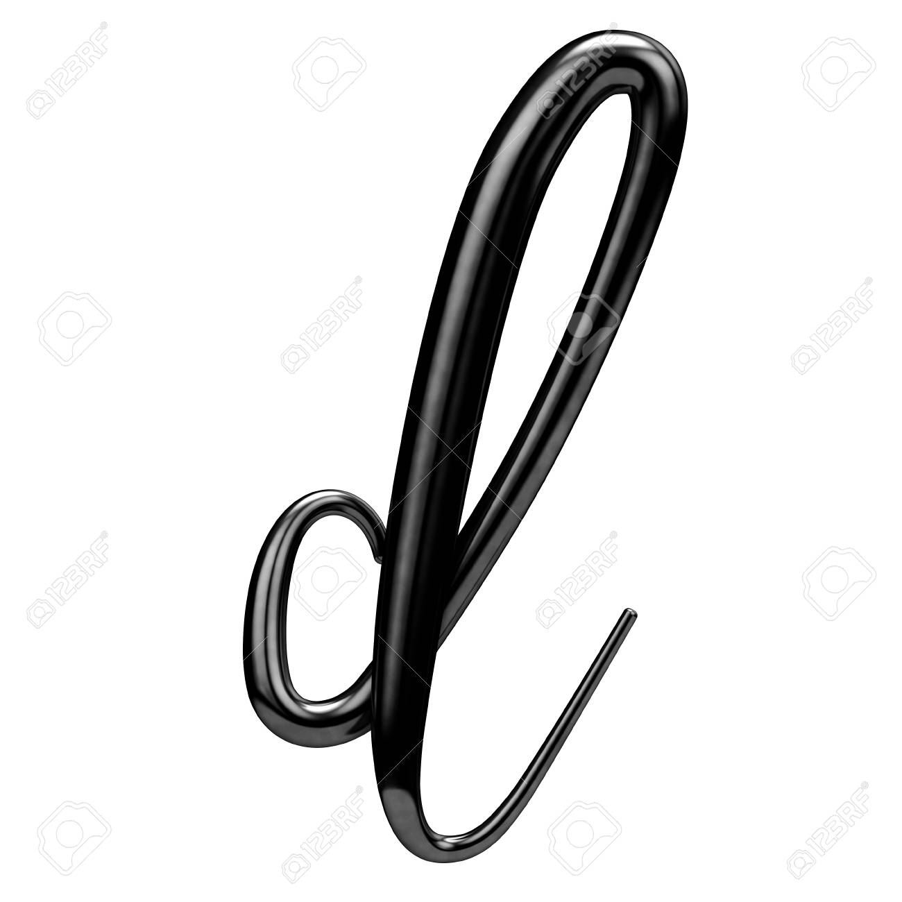 letter d black handwritten script font 3d rendering stock photo