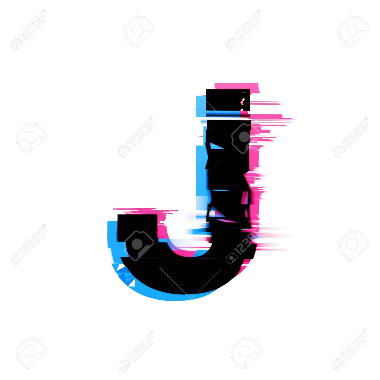 Letter J distorted neon glitch effect text font. 3D Render - 131832484 Letter J distorted neon glitch effect text font. 3D Render - 131832484
