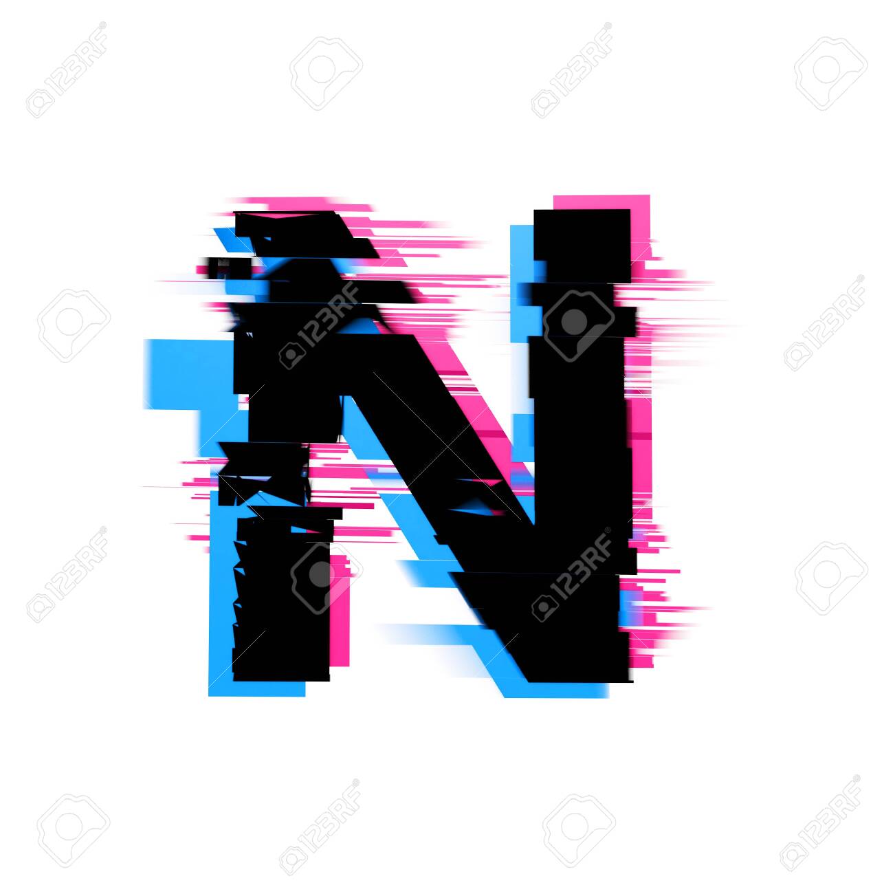 Letter N distorted neon glitch effect text font. 3D Render - 132976583 Letter N distorted neon glitch effect text font. 3D Render - 132976583