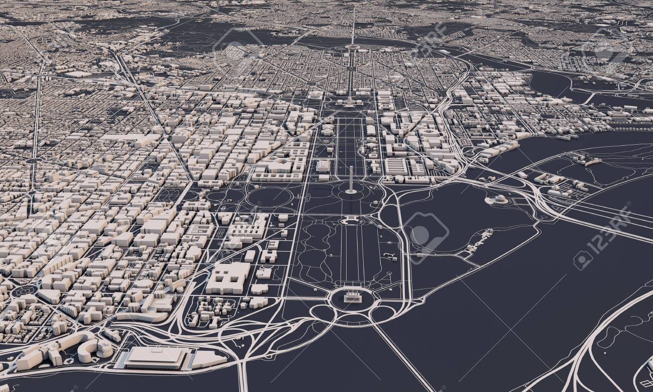 Washington Dc 3d Map Washington Dc City Map 3D Rendering. Aerial Satellite View. Stock Photo,  Picture And Royalty Free Image. Image 143889745.
