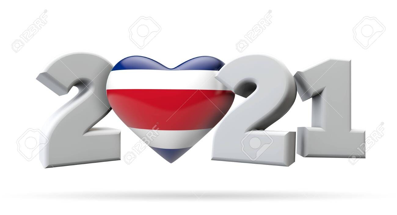 picture Costa Rica Flag 2021 new year 2021 with costa rica flag heart 3d rendering