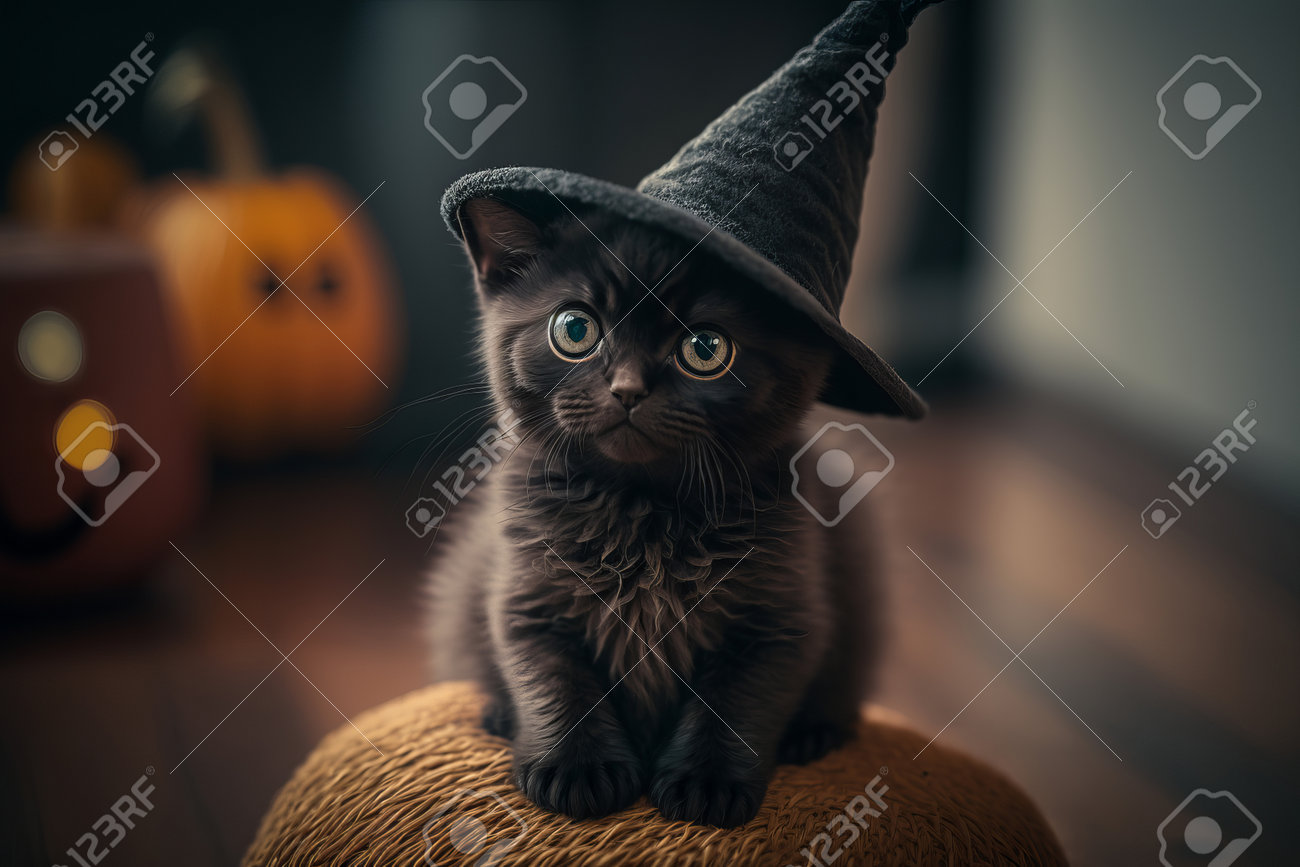 クロ魔女猫　パープル　^(｀∇´)^ ハロウィン　※白猫ランタン付き(訳あり) 67113165-b83e-49e3-85f8-