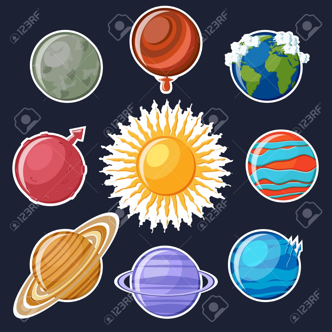 太陽系や惑星のステッカー セットです のイラスト素材 ベクタ Image
