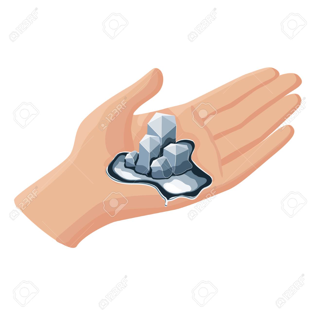 Gallium Fondre De La Chaleur De La Main Isole Sur Fond Blanc Clip Art Libres De Droits Vecteurs Et Illustration Image
