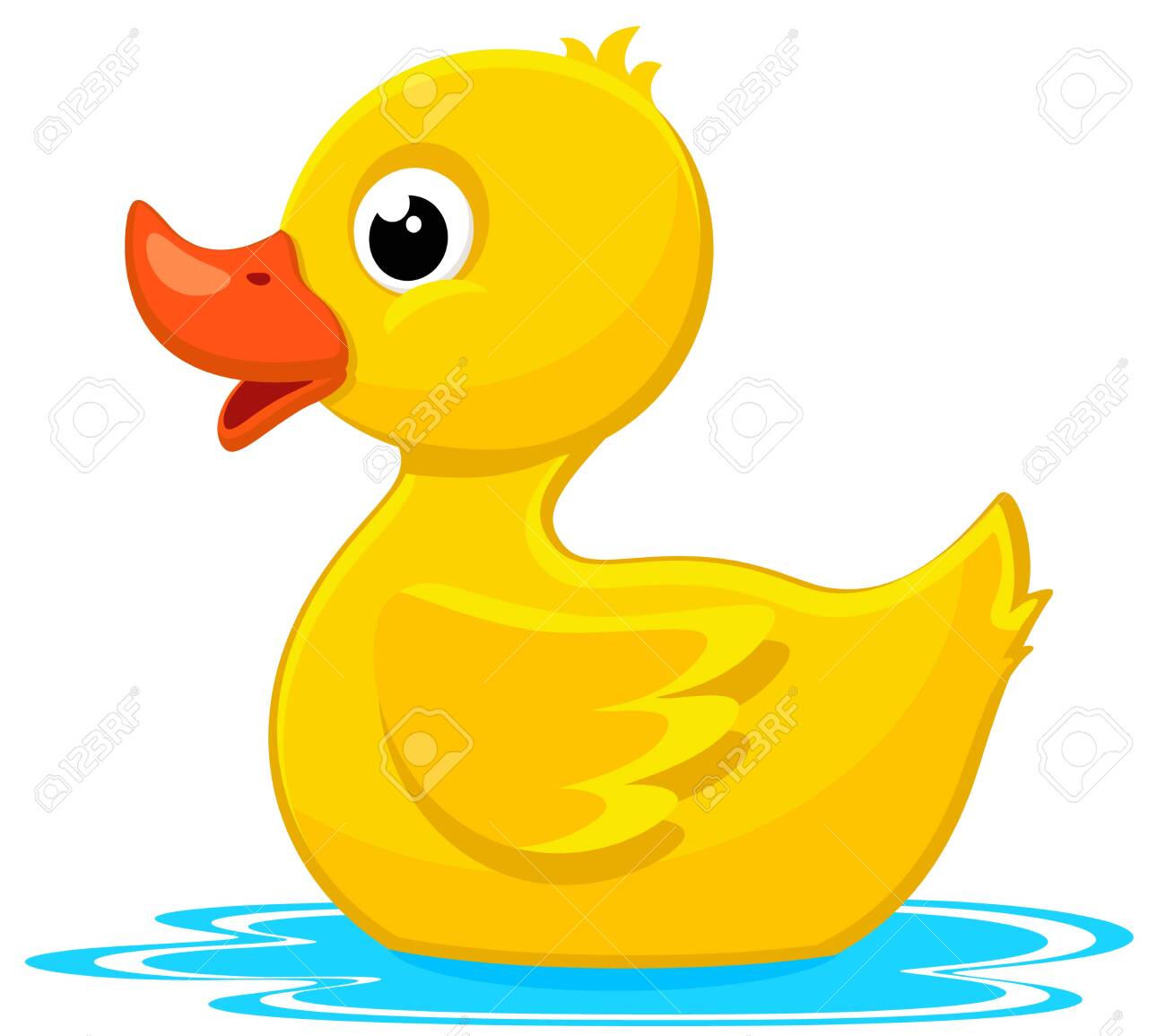 Rubber duck on the water close-up on a white background - 150482180 Rubber duck on the water close-up on a white background - 150482180