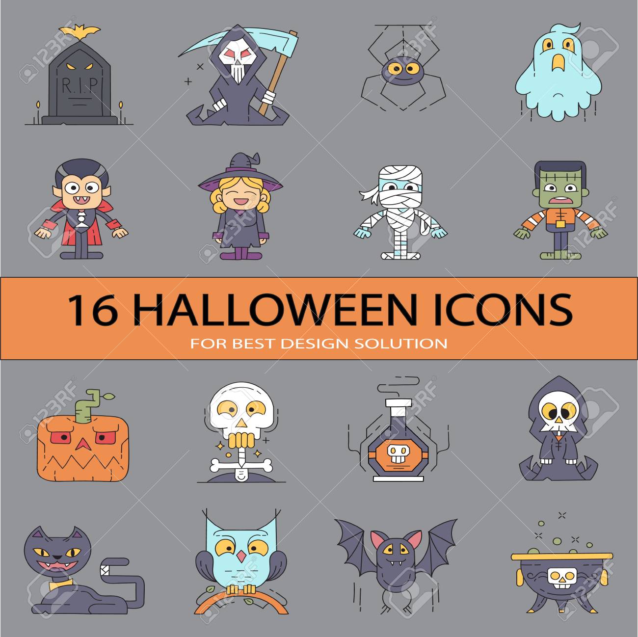 Halloween Flat Icons Large Preset! Suitable for planner stickers, printable.. photo about Planner Stickers Printable referred to as Halloween Flat Icons Significant Preset! Excellent for planner stickers, printable..