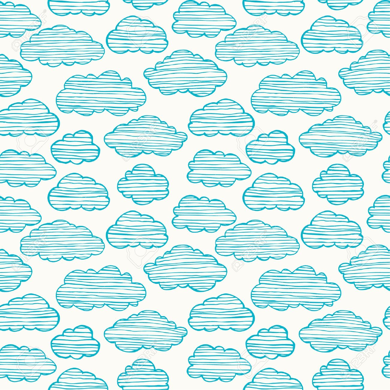 cute hand drawn stylized seamless cloudy texture endless pattern