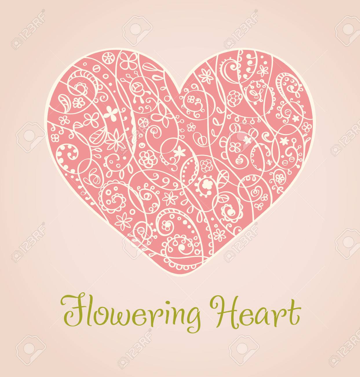 ロマンチックな観賞用心臓イラストやテキストのための場所 デザイン 装飾 スクラップブッ キング用テンプレート のイラスト素材 ベクタ Image